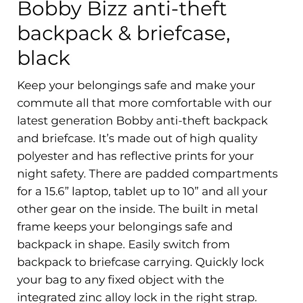 XD Design Bobby Bizz anti-theft backpack & briefcase, black